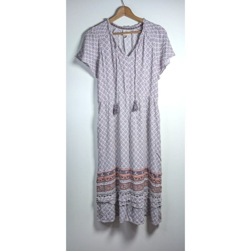 Knox Rose Maxi Dress Size Large Tiered Boho Hippie Peasant Summer Fairy Tassel‎
